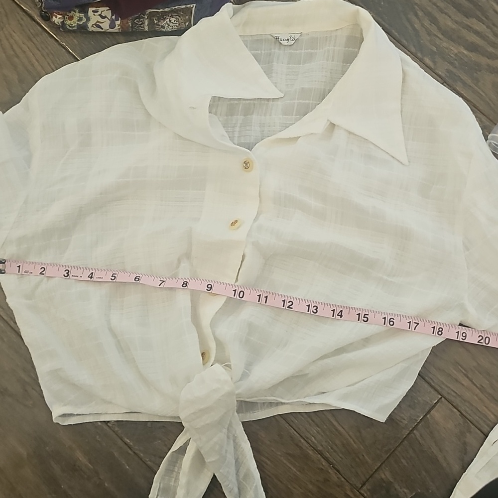 Vintage Tie Front Button Down Shirt - Picture 6 of 7